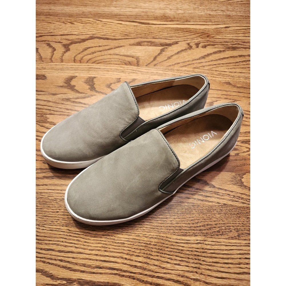 Vionic Shoes Womens 7.5‎ Avery Grey Suede Slip On Arch Support Comfort Sneakers